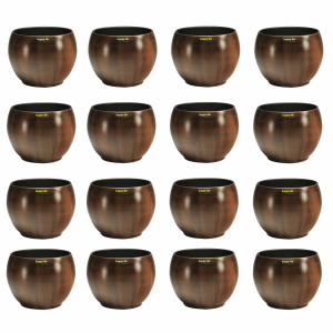 Set 16 Keramik Blumentopf Bali &Oslash; 8 cm in Holzdekor 