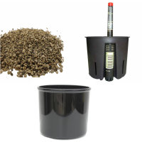 Set4 Kunststoff Blumentopf Corona schwarz+Bewässerungs-Set für Erdpflanzen