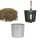 Set4 Kunststoff Blumentopf Corona silber+Bewässerungs-Set für Erdpflanzen