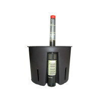 Set4 Kunststoff Blumentopf Corona schwarz+Bewässerungs-Set für Hydropflanzen