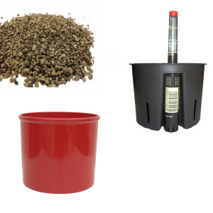 Set4 Kunststoff Blumentopf Corona kaminrot+Bew&auml;sserungs-Set f&uuml;r Erdpflanzen