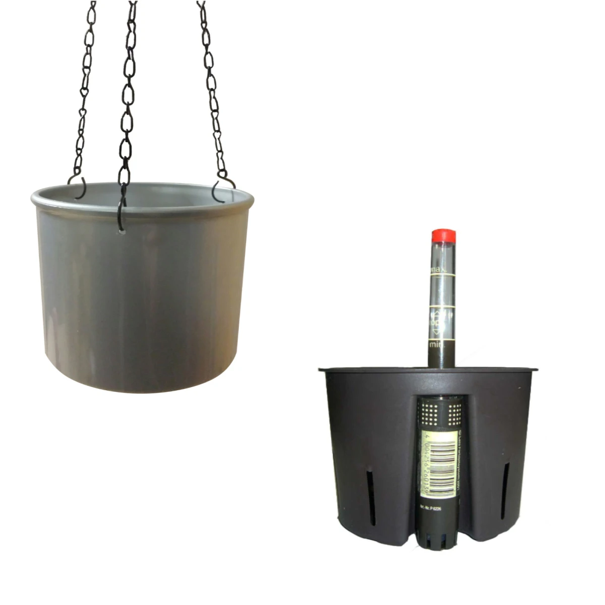 Set3 Kunststoff Hydro Ampel Corona silber mit Kulturtopf...