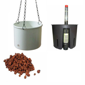 Set4 Kunststoff Ampel Corona weiß+Bewässerungs-Set für Hydropflanzen