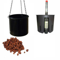 Set4 Kunststoff Ampel Corona schwarz+Bewässerungs-Set für Hydropflanzen