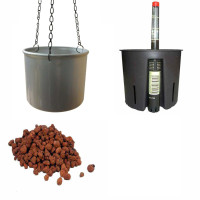 Set4 Kunststoff Ampel Corona silber+Bewässerungs-Set für Hydropflanzen