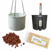 Set5 Kunststoff Ampel Corona weiß+Bewässerungs-Set für Hydropflanzen