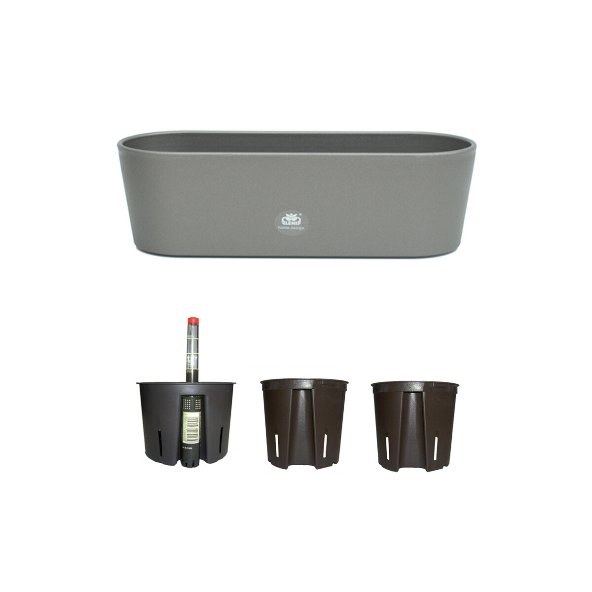 Set5 Kunststoff Flori Pflanzschale dunkelsilber für...