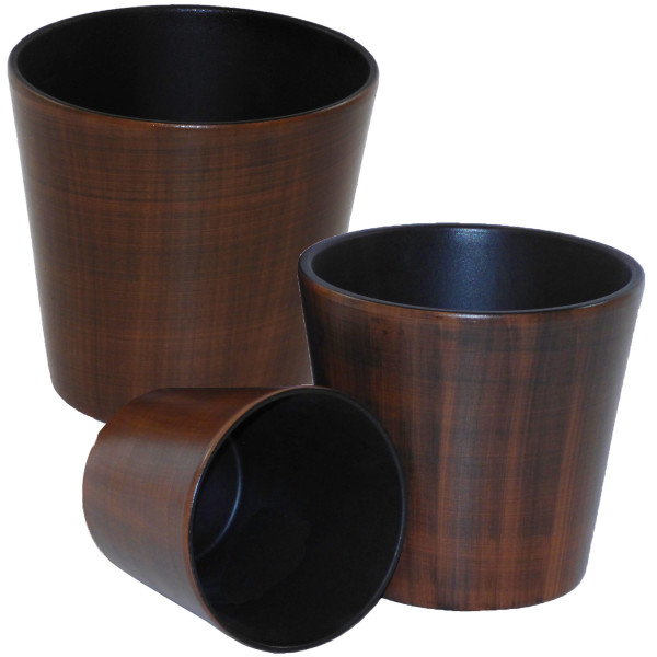 Keramik Blumentopf Bali in Holzdekor, 19,49 €
