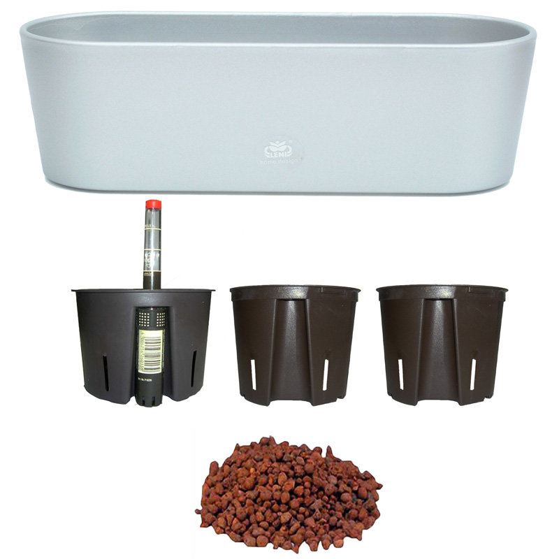 Set6 6 teilig Kunststoff Flori Pflanzschale silber...