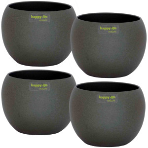 Set4 4 Keramik Blument&ouml;pfel Madeira 11/09 dunkel grau struktur Kugel &Oslash; 14,0 cm H 11,5 cm