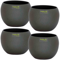 Set4 4 Keramik Blument&ouml;pfel Madeira 15/12 dunkel grau struktur Kugel &Oslash; 19,0 cm H 15,0 cm