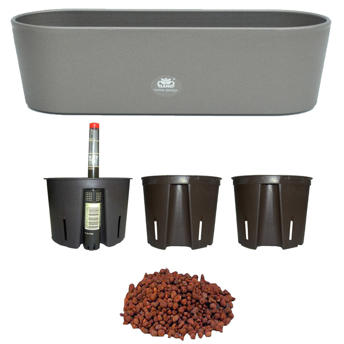 Set6 6 teilig Kunststoff Flori Pflanzschale dunkelsilber...