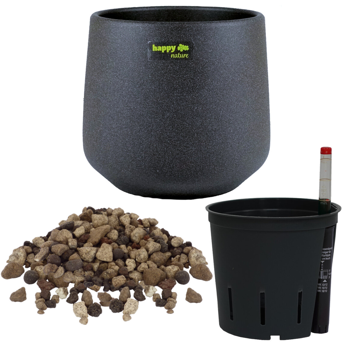 Set 4-teilig Keramik Blumentopf Sylt anthrazit Erdkultur...