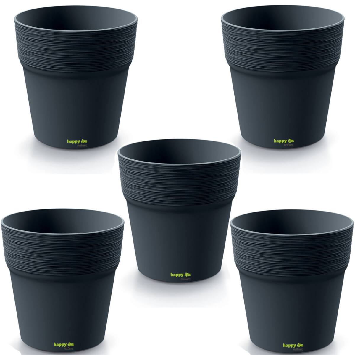 5er-Set Kunststoff Blumentopf Fogo anthrazit