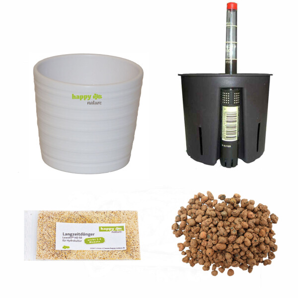 Set 3 teiliges Hydrokultur Blumentopf Set in grau damit Ihre Pflanzen,  15,99